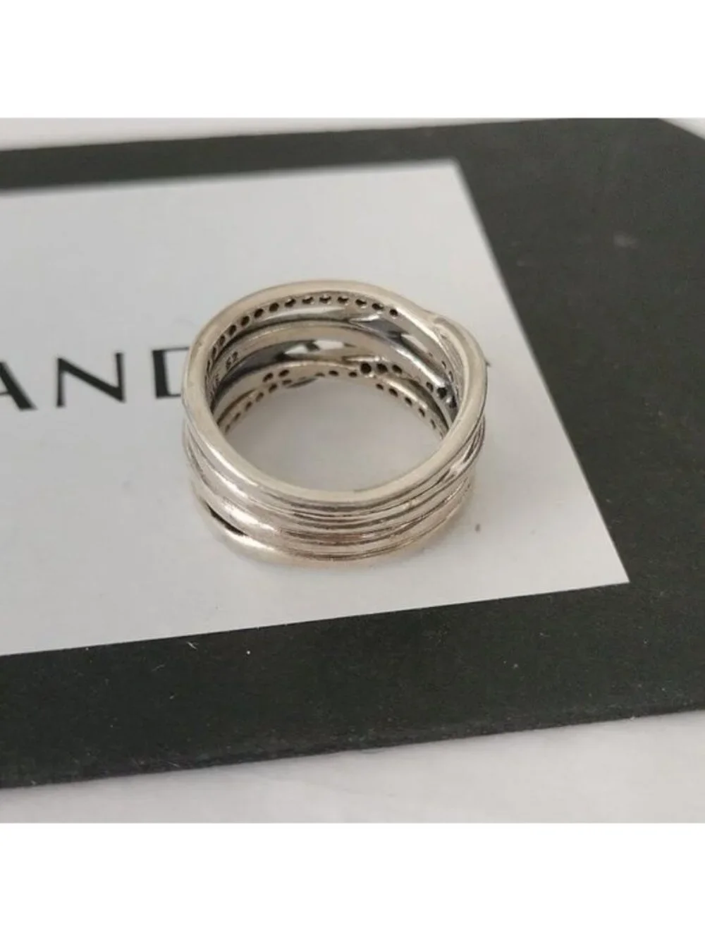 Pandora Sterling Silver Entwined Ring with Zirconia 190919cz, size 52
